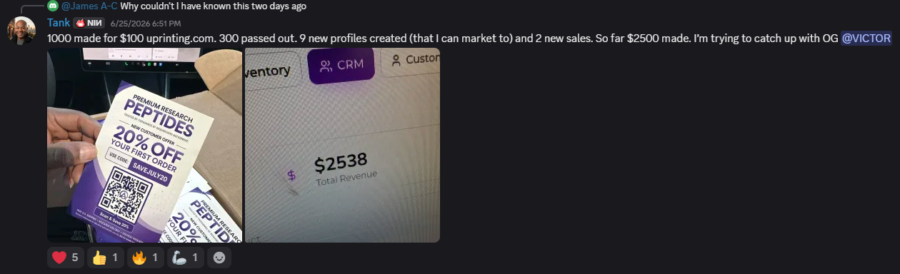 $2,500 made and 9 new profiles created