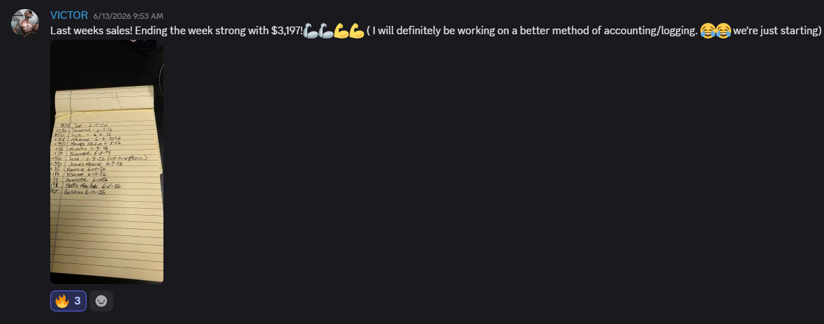 Week closed at $3,197 in sales
